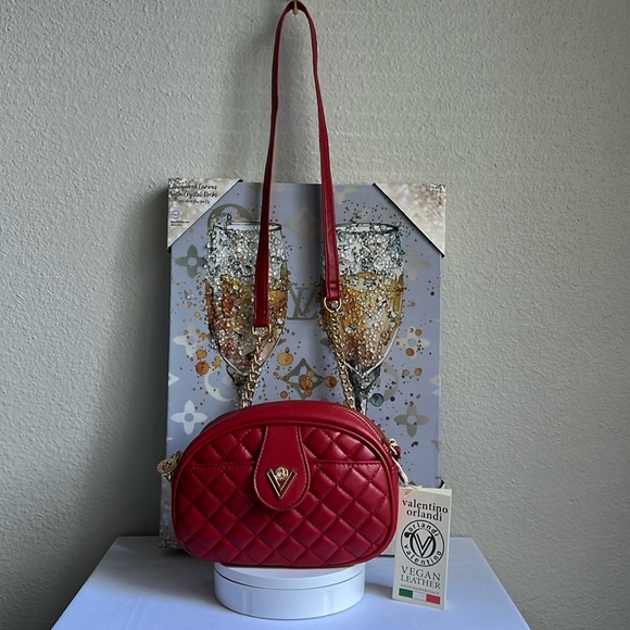 Valentino Orlandi Red Gold Hardware Chain Crossbody Bag 8Wx6Hin. - Picture 10 of 15